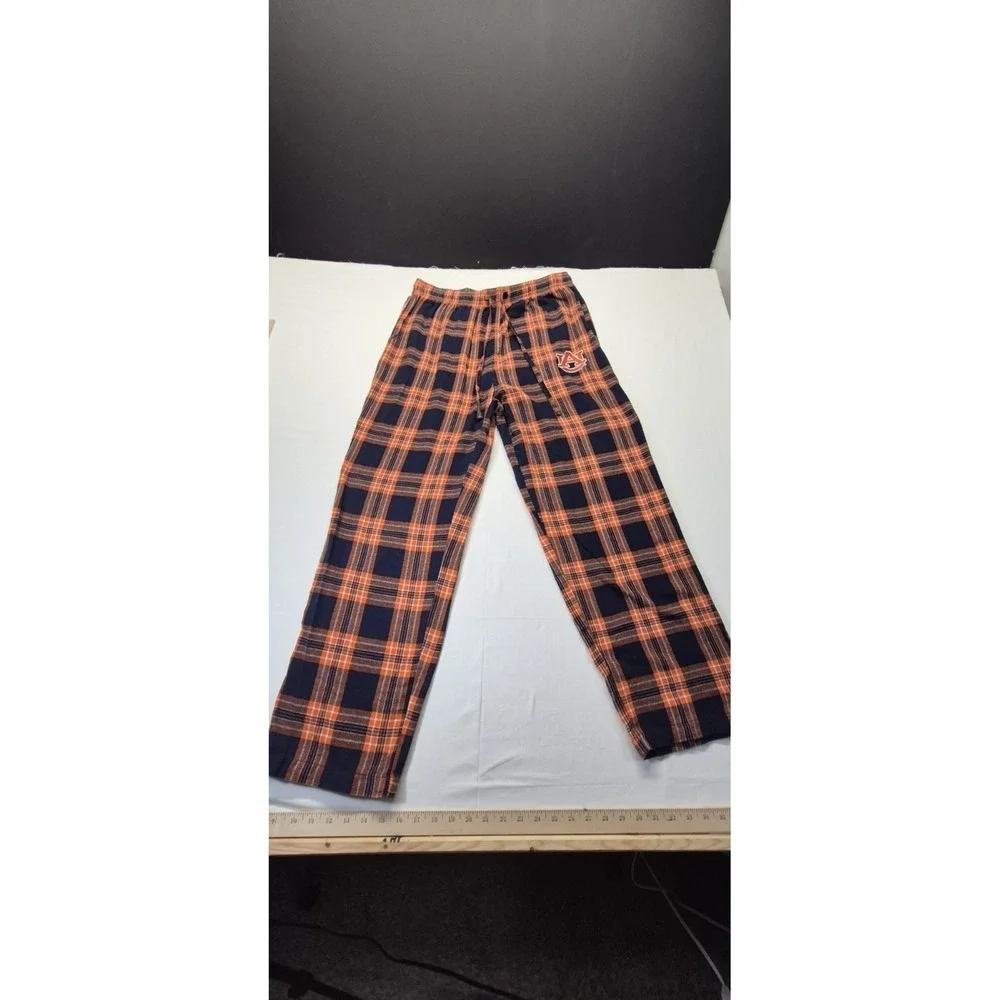 Auburn Tigers men's pajama bottom orange‎ & navy plaid school logo sz. L